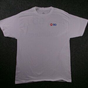 Becton Dickinson Shirt Mens L White BD Volunteer Short Sleeve Crew Tee Logo